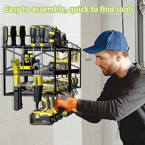 Biskoupky Power Tool Organzier Wall Mount, Thicked Heavy Duty Drill Holder Wall Mount, Drill Organizer for Garage Pegboard Workshop Men Gifts for Dad