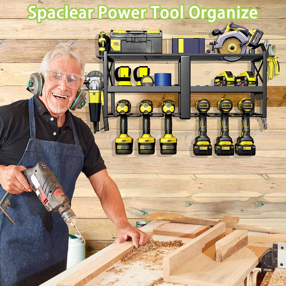 Metal Power Tool Rack, Heavy Duty Storage Shelf, Tool Organization, Garage  Storage 